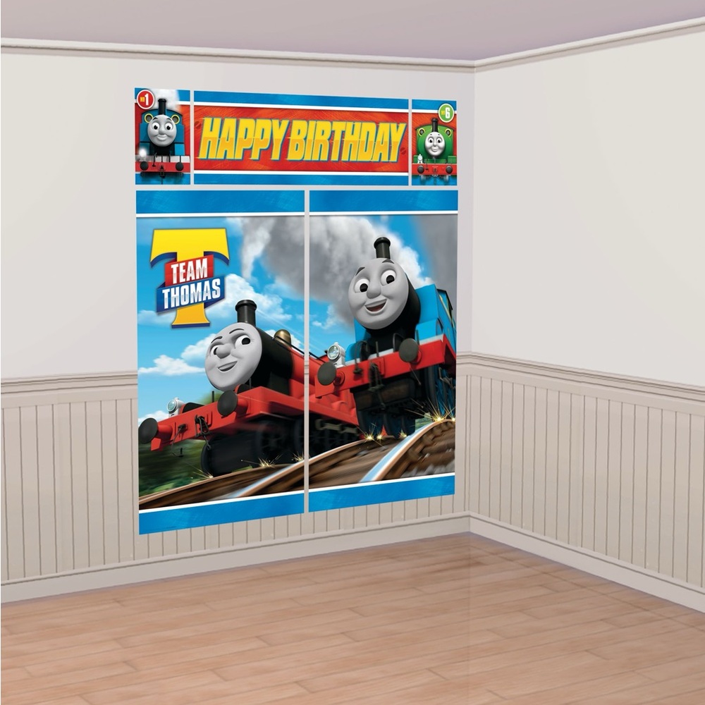 Thomas the Tank Engine Foil Balloon Bouquet for Birthday Party, 5-pc + BONUS - Picture 2 of 3